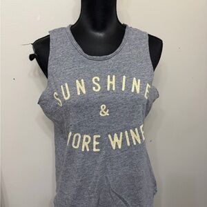 Grayson Threads Women’s Gray 'Sunshine & More Wine' Graphic Tank Top L